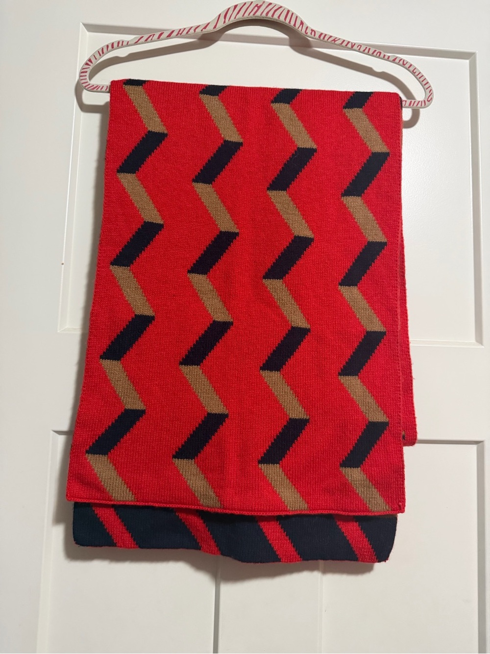 Red Chevron Pattern Reversible Scarf - Brand: J. Crew